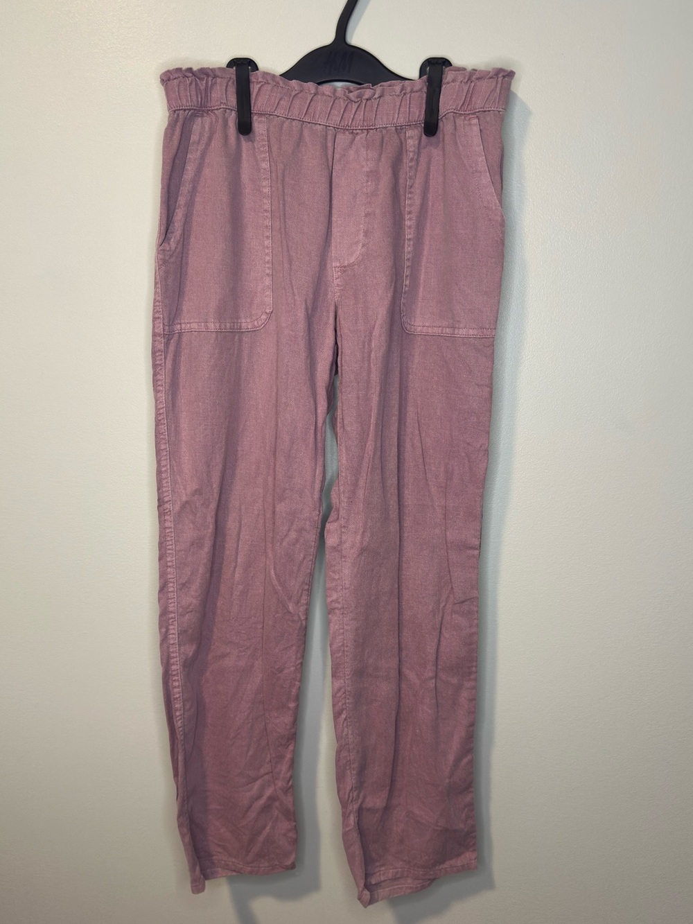 Cat & Jack Girls Linen Blend Wide Leg Pants Mauve Pink Paperbag Waist